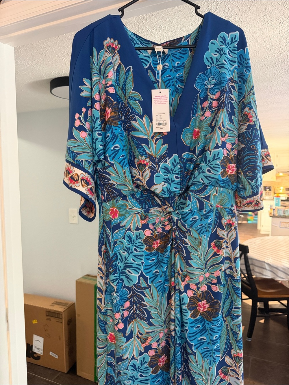 Lilly Pulitzer Blue Floral V-Neck Dress